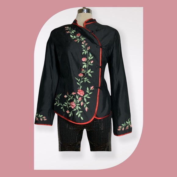 Fusion Black Embroidered Authentic Chinese Style - Picture 2 of 12